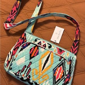 Vera Bradley Pink and Blue Crossbody Bag with Geometric Design
